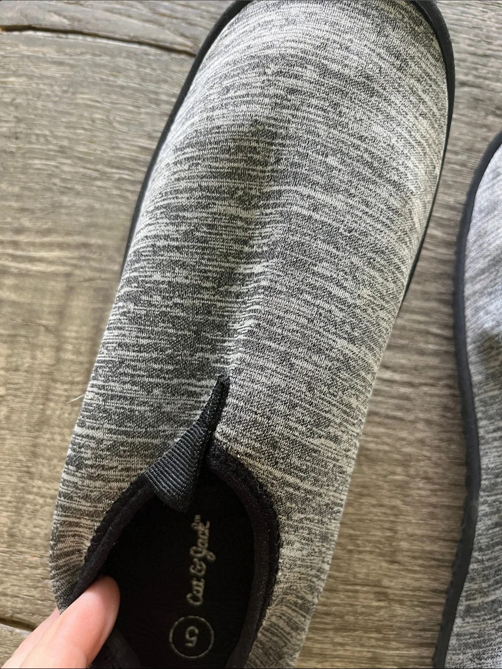Cat & Jack Heather Gray Slip-On Knit Shoes with Black Trim